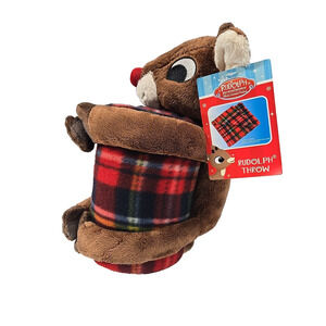Dan Dee RUDOLPH THE RED NOSED REINDEER Fleece Throw and Plush 50 X 60 Inch New